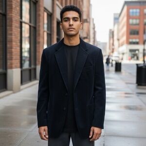 SEARS THE MEN'S STORE MEN'S NAVY CORDUROY LINED SPORT JACKET-42L‎ New With Tag